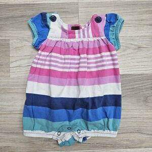Tea Collection Baby Girl Pink Stripe Romper Size 0-3 Months